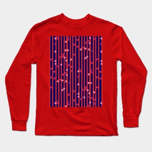 Stripes, Dots - Blue and Red Long Sleeve T-Shirt